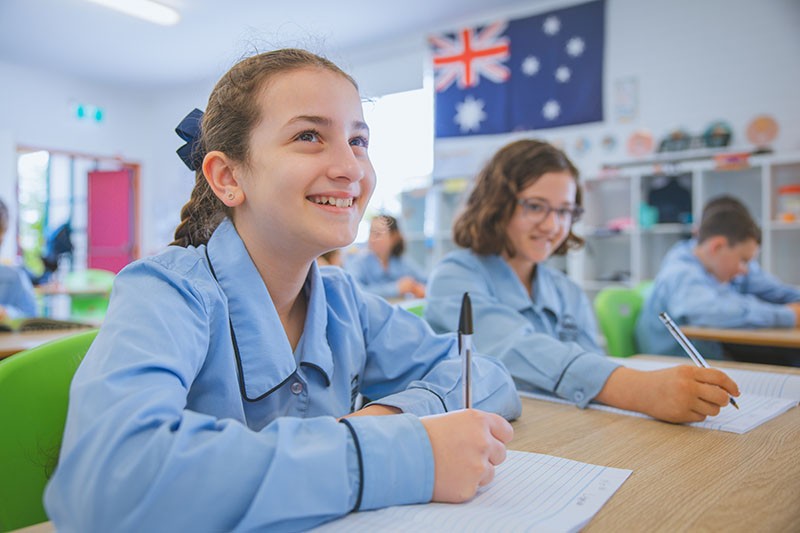 Brightwaters Christian College students laughing together outside